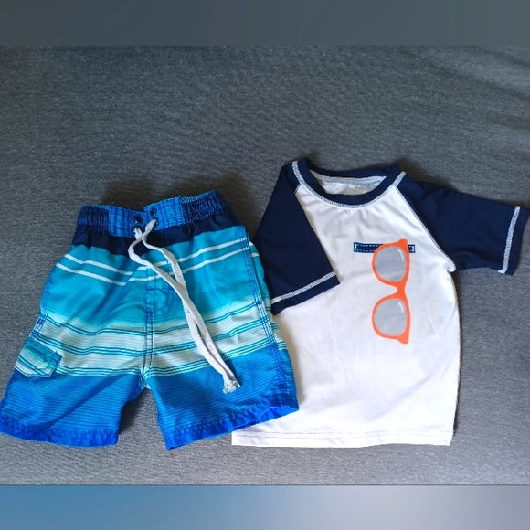 Boys swim shirt and swim trunks, 2T-3T - Picture 1 of 5